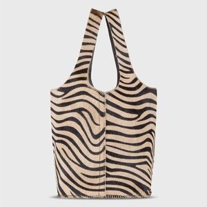 ANN MASHBURN Paola Bucket Bag in Zebra Calf Hair